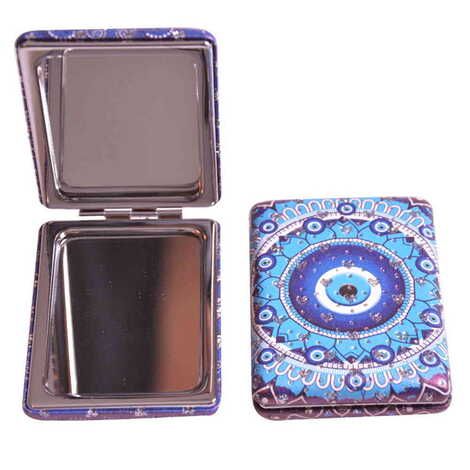 Evil Eye Themed Custom Printed Rectangular Curved Pocket Mirror - 3