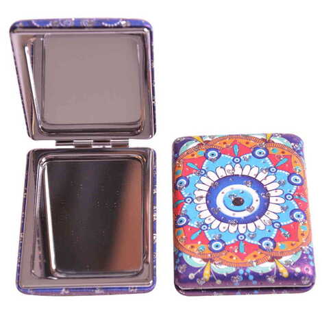 Evil Eye Themed Custom Printed Rectangular Curved Pocket Mirror - 8