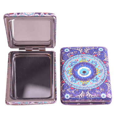 Evil Eye Themed Custom Printed Rectangular Curved Pocket Mirror - 14