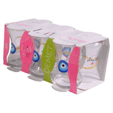 Evil Eye Themed Printed Tea Glass Set of 6 Pcs - 3