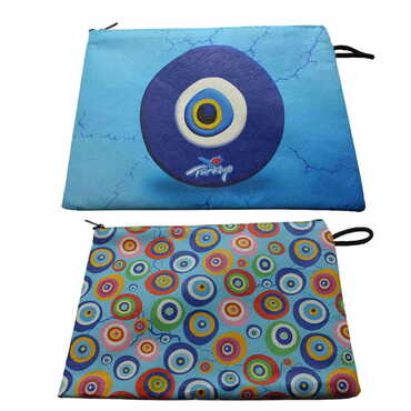 Evil Eye Themed Turkish Woven Wallet 215x155x8 mm - 2