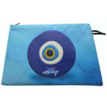 Evil Eye Themed Turkish Woven Wallet 215x155x8 mm - 3