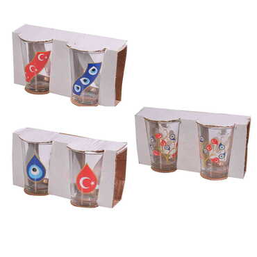 Evil Eye Themed Water Glass Set Two Pcs - 2