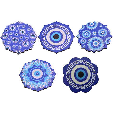 Evil Eye Themed Wooden Customised Souvenir Coaster Set of 2 pcs 90 mm - 2