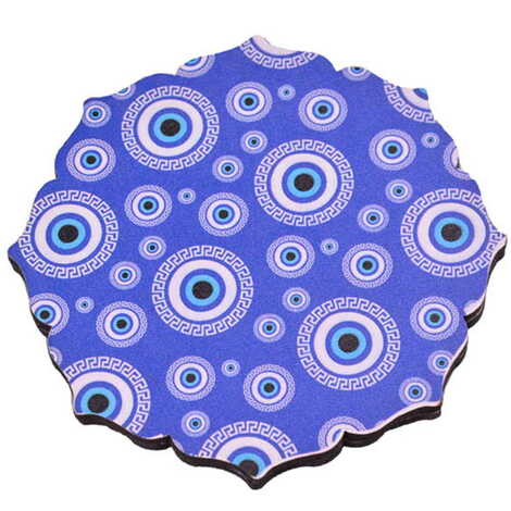 Evil Eye Themed Wooden Customised Souvenir Coaster Set of 2 pcs 90 mm - 7