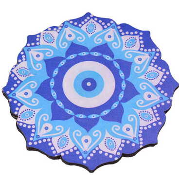 Evil Eye Themed Wooden Customised Souvenir Coaster Set of 4 pcs 90 mm - 4