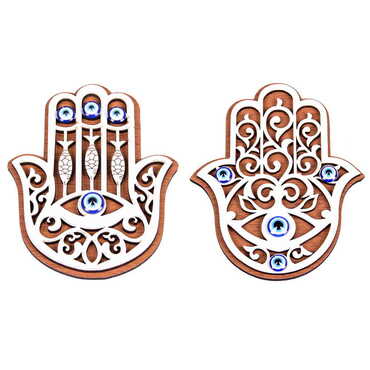 Fatima Hand Themed Wooden Engraved Souvenir Fridge Magnet - 2