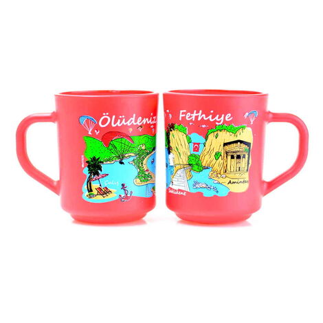 Fethiye Region Themed Colored Glass Mug - 3