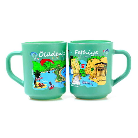 Fethiye Region Themed Colored Glass Mug - 6