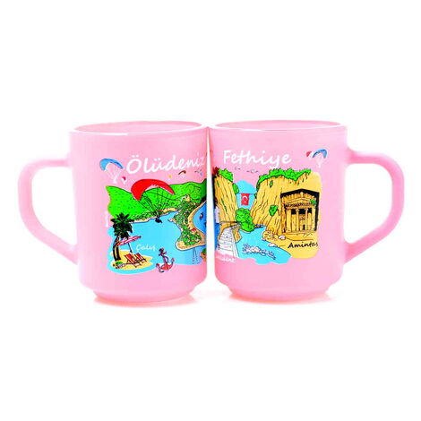 Fethiye Region Themed Colored Glass Mug - 7