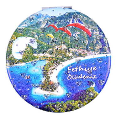 Fethiye Themed Custom Printed Round Pocket Mirror - 3