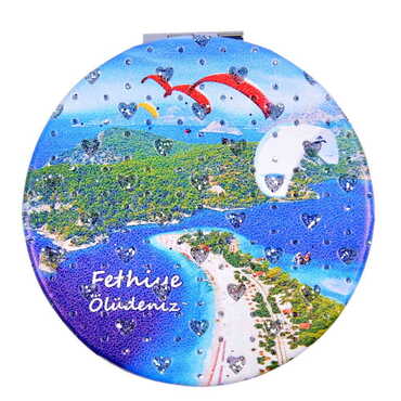 Fethiye Themed Custom Printed Round Pocket Mirror - 4