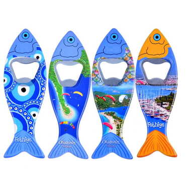 Fethiye Themed Customised UV Printed Fish Shape Printed Plastic Base Bottle Opener 42x130 mm - 3