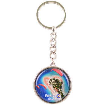 Fethiye Themed Metal Double Face Round Keychain 40x95 mm - 6