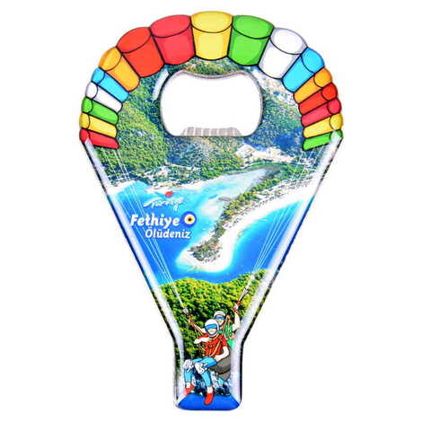 Fethiye Themed Parachute Shaped Metal Magnetic Opener 113x75 mm - 4