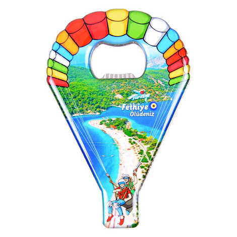 Fethiye Themed Parachute Shaped Metal Magnetic Opener 113x75 mm - 5