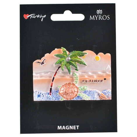 Fethiye Themed Polyester Backing Carded Stoned And Nacrous Fridge Magnet - 3