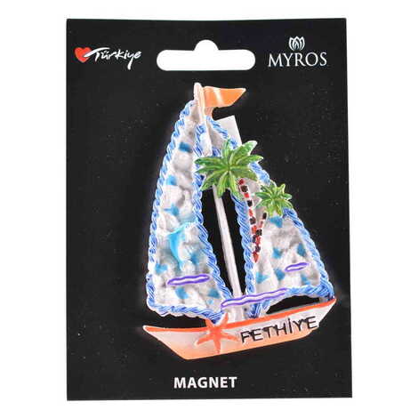 Fethiye Themed Polyester Backing Carded Stoned And Nacrous Fridge Magnet - 5