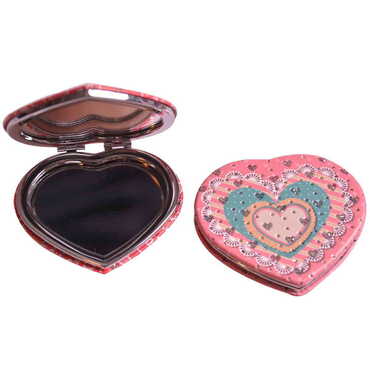 Flower Themed Custom Printed Heart Shape Compact Mirror - 12