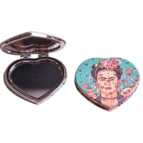 Flower Themed Custom Printed Heart Shape Compact Mirror - 14