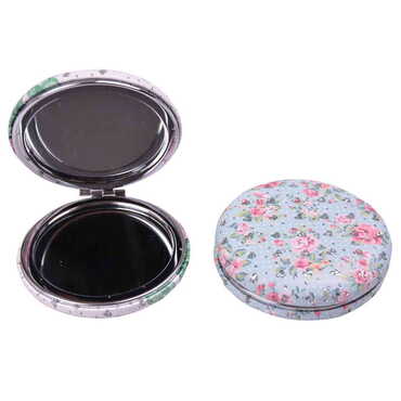 Flower Themed Custom Printed Round Curved Pocket Mirror - 3