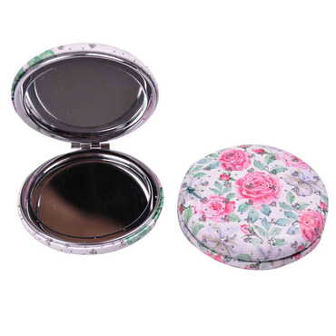 Flower Themed Custom Printed Round Curved Pocket Mirror - 5