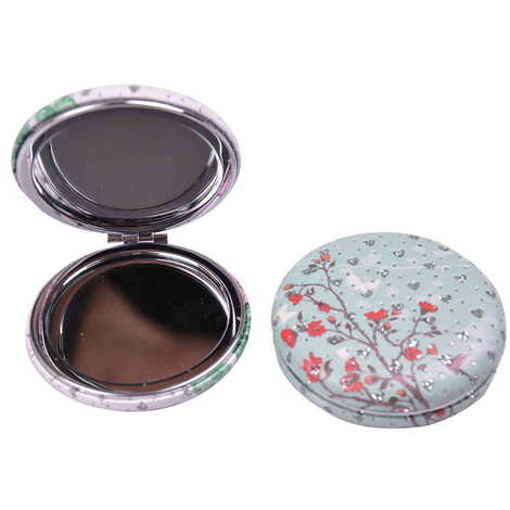 Flower Themed Custom Printed Round Curved Pocket Mirror - 6