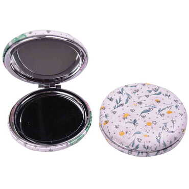 Flower Themed Custom Printed Round Curved Pocket Mirror - 10