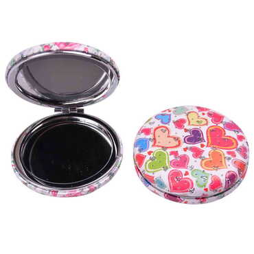 Flower Themed Custom Printed Round Curved Pocket Mirror - 13