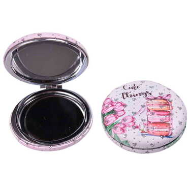 Flower Themed Custom Printed Round Curved Pocket Mirror - 14