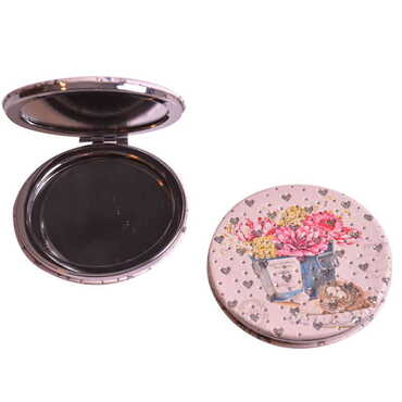 Flower Themed Custom Printed Round Pocket Mirror - 6