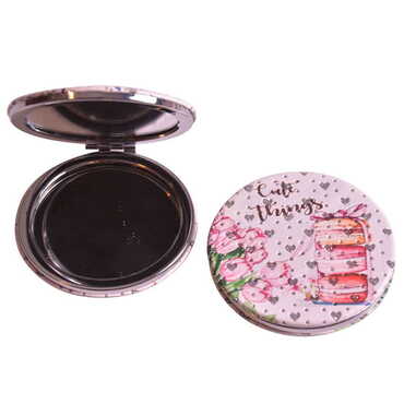 Flower Themed Custom Printed Round Pocket Mirror - 7