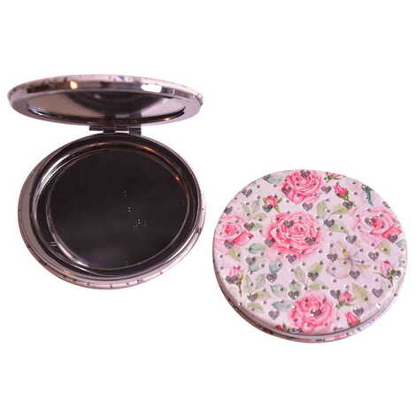 Flower Themed Custom Printed Round Pocket Mirror - 10