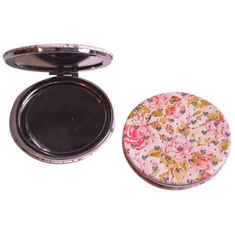 Flower Themed Custom Printed Round Pocket Mirror - 11