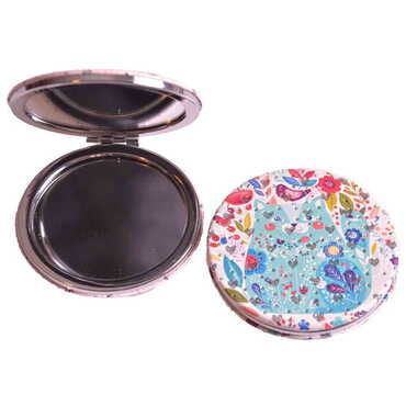 Flower Themed Custom Printed Round Pocket Mirror - 15