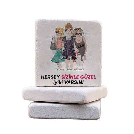 Friend Themed Customised Stone Coaster 100x100 mm - 3