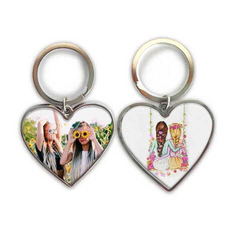 Friend Themed Metal Heart ShapedDouble Face Keychain 45x90 mm - 2