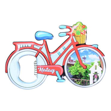 Hatay Themed Bicycle Shaped Metal Magnetic Bottle Opener 100x65 mm - 4