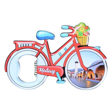 Hatay Themed Bicycle Shaped Metal Magnetic Bottle Opener 100x65 mm - 5