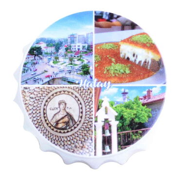 Hatay Themed Customised UV Printed Bottle Cap Shaped Plastic Base Bottle Opener 58x15 mm - 7