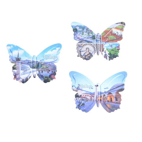 Hatay Themed Customised UV Printed Plastic Base Butterfly Shaped Fridge Magnet 80x58 mm - 3