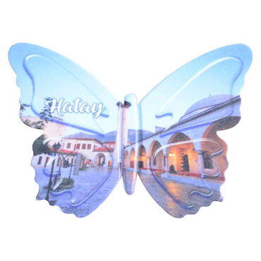 Hatay Themed Customised UV Printed Plastic Base Butterfly Shaped Fridge Magnet 80x58 mm - 4