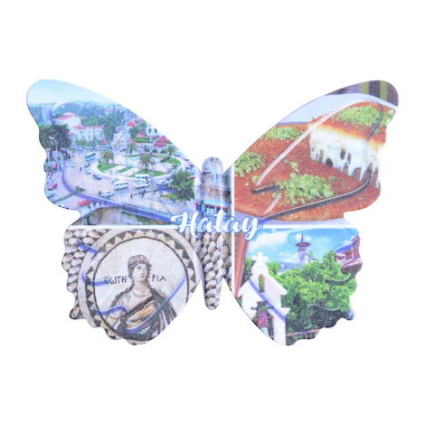 Hatay Themed Customised UV Printed Plastic Base Butterfly Shaped Fridge Magnet 80x58 mm - 5