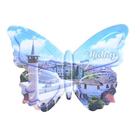 Hatay Themed Customised UV Printed Plastic Base Butterfly Shaped Fridge Magnet 80x58 mm - 6