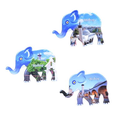 Hatay Themed Customised UV Printed Plastic Base Elephant Shaped Fridge Magnet 86x62 mm - 3