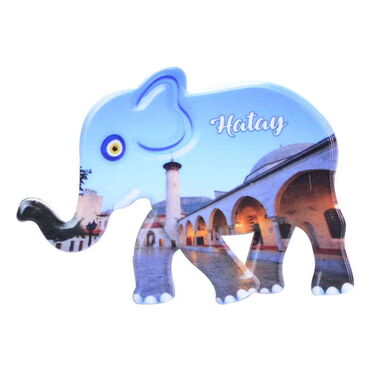 Hatay Themed Customised UV Printed Plastic Base Elephant Shaped Fridge Magnet 86x62 mm - 4