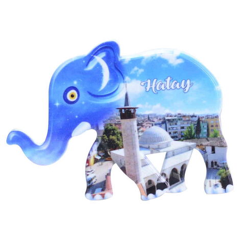 Hatay Themed Customised UV Printed Plastic Base Elephant Shaped Fridge Magnet 86x62 mm - 5