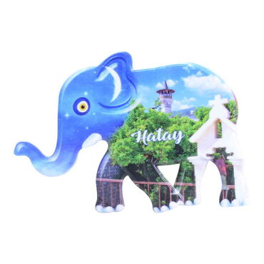 Hatay Themed Customised UV Printed Plastic Base Elephant Shaped Fridge Magnet 86x62 mm - 6