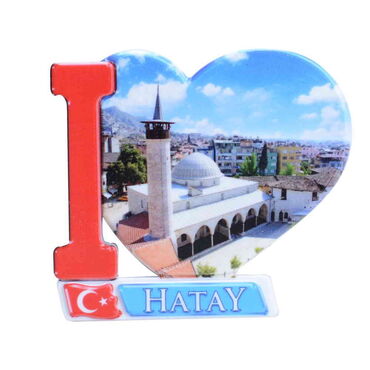 Hatay Themed Customised UV Printed Plastic Base Heart Shaped Fridge Magnet 86x62 mm - 5