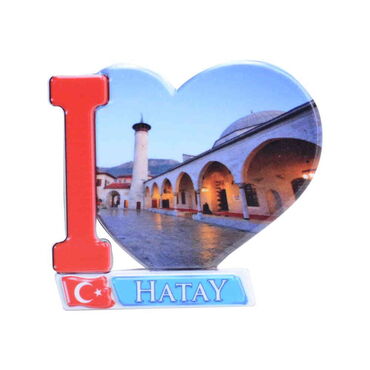 Hatay Themed Customised UV Printed Plastic Base Heart Shaped Fridge Magnet 86x62 mm - 6